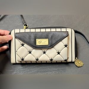Betsey Johnson B/W Quilted Stars/Stripes Crossbody Bag
